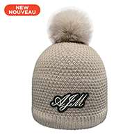 Acrylic / Polyester Micro Fleece~Board Toque (Faux Rabbit Pom Pom 12cm, Women's)